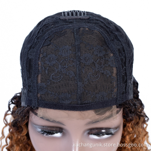 Brazilian Curly Weave Human Hair Frontal Lace Wig #1b/30 Ombre Kinky Curly Wig Black Root Curly Front Lace Wigs With Baby Hair